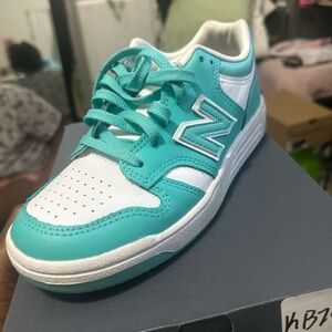 New Balance Kids' Aqua and White Sneakers